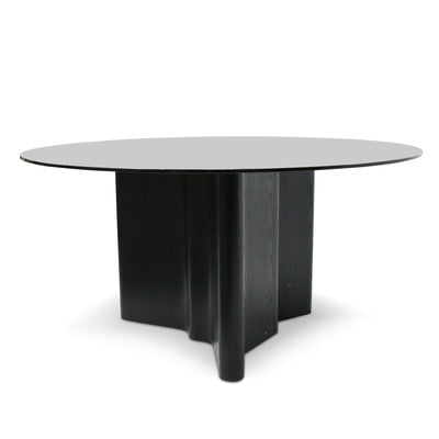 1.5m Round Glass Dining Table - Black