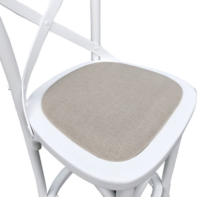 Kasan White Barstool Oatmeal Linen Seat