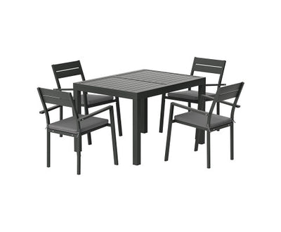Gardeon Outdoor Dining Set 5 Piece Aluminum Extendable Table Setting Black