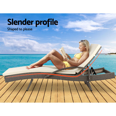 Gardeon Outdoor Sun Lounge Chair with Cushion- Grey