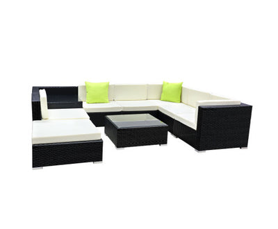 Gardeon 9-Piece Outdoor Sofa Set Wicker Couch Lounge Setting 7 Seater