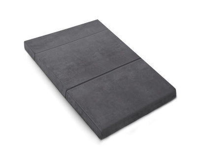 Bedding Double Size Folding Foam Mattress Portable Bed Mat Velvet Dark Grey