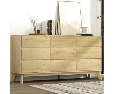 Artiss 9 Chest of Drawers Cabinet Dresser Table Tallboy Storage Bedroom Oak