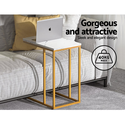 Artiss Sofa Table - Wooden Table Marbel