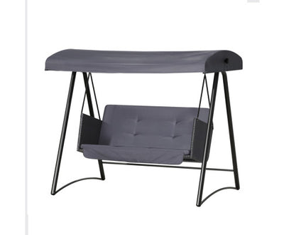 Gardeon Outdoor Swing Chair Garden Bench Furniture Canopy 3 Seater Rattan Grey