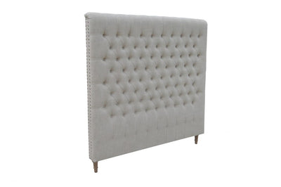Chesterfield Fabric Panel Headboard King Size Natural Linen