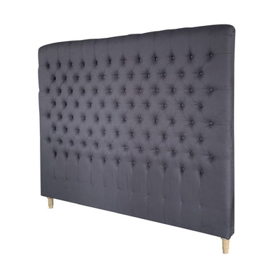 Chesterfield Fabric Panel Headboard Charcoal Linen