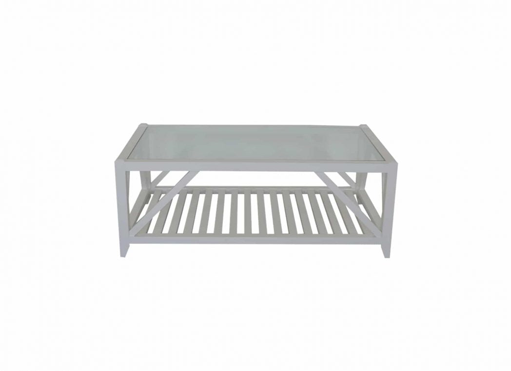 Bennett Glass Top Coffee Table White