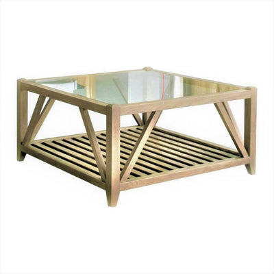Bennett Glass Top Square Coffee Table Natural