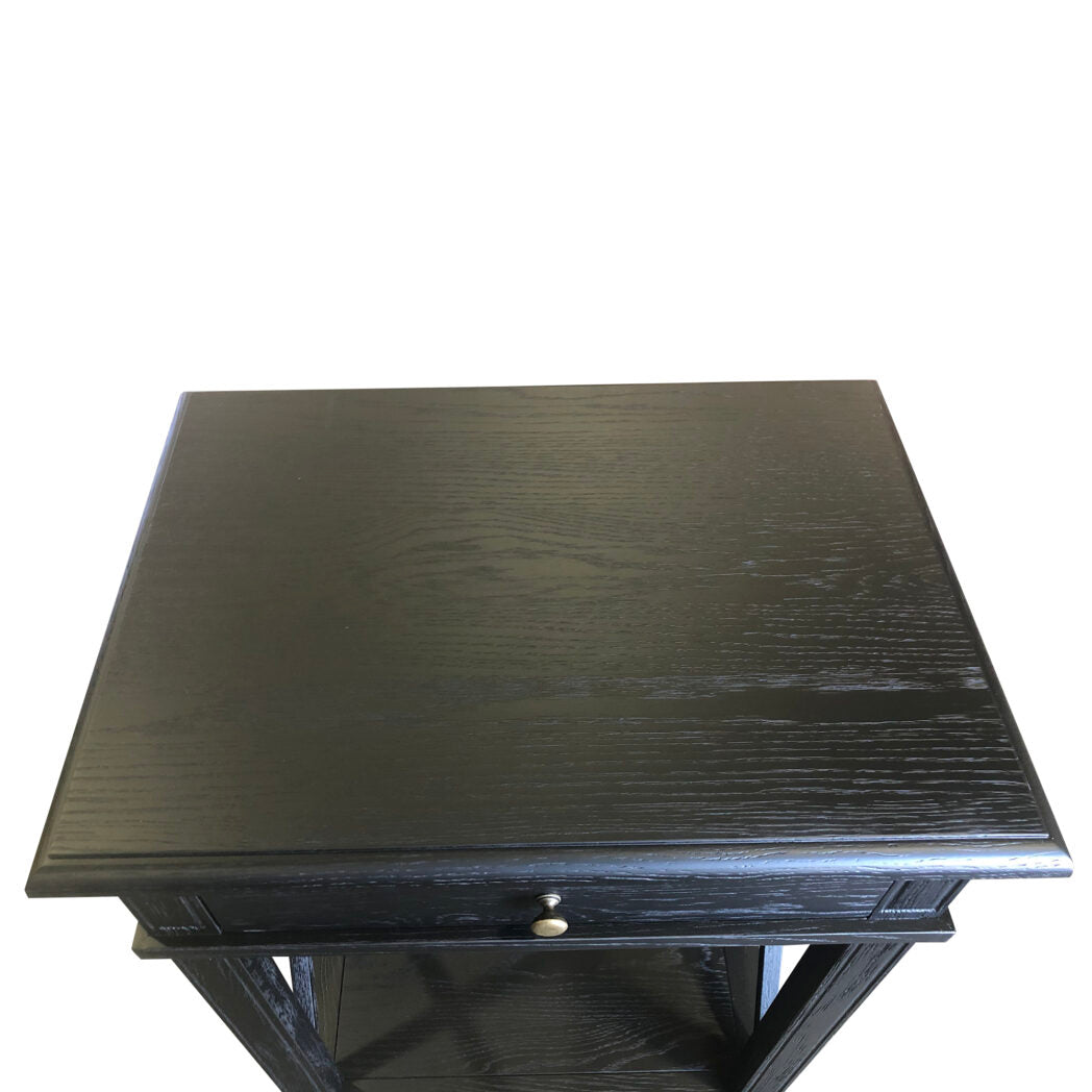 X Brace Large Side Table Black Oak