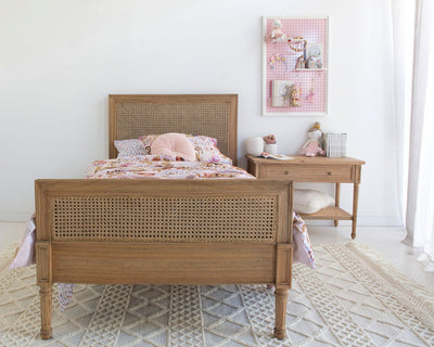 Daydream Cane Bed - Double - Weathered Oak
