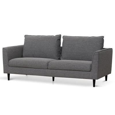 3 Seater Fabric Sofa - Graphite Grey with Black Leg
