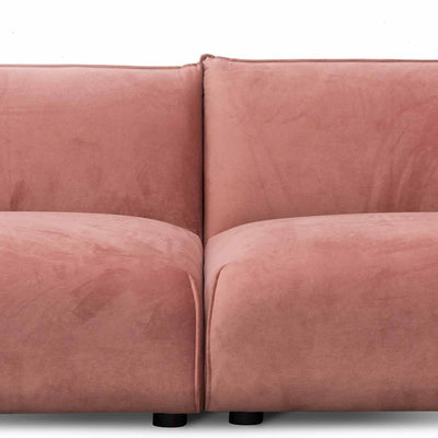 3 Seater Sofa - Blush Pink Velvet With Brass Frame