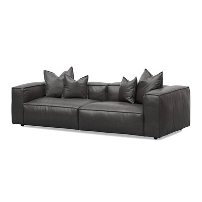 4 Seater Sofa with Cushion and Pillow - Shadow Grey Leather