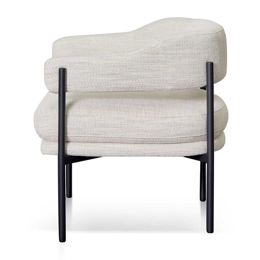 Rustic Beige Fabric Armchair - Black Legs