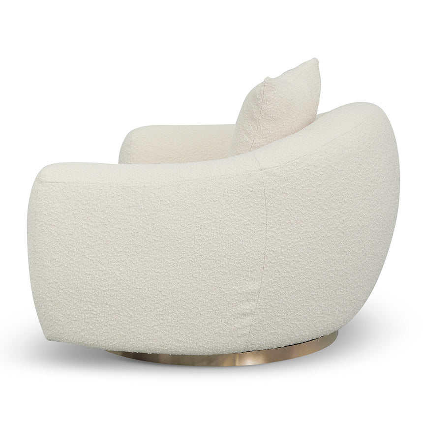Swivel Armchair - Ivory White Boucle
