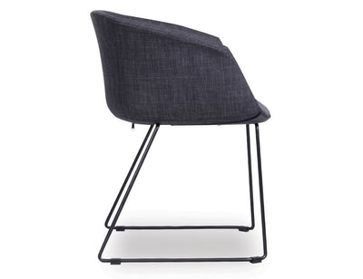 Lonsdale Arm Chair - Black Sled - Charcoal Fabric