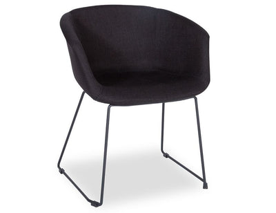 Lonsdale Arm Chair - Black Sled - Black Linen Pad