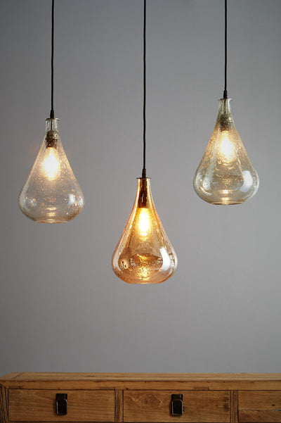 Lustre Teardrop - Clear - Stone Effect Glass Bell Pendant Light - House of Isabella AU