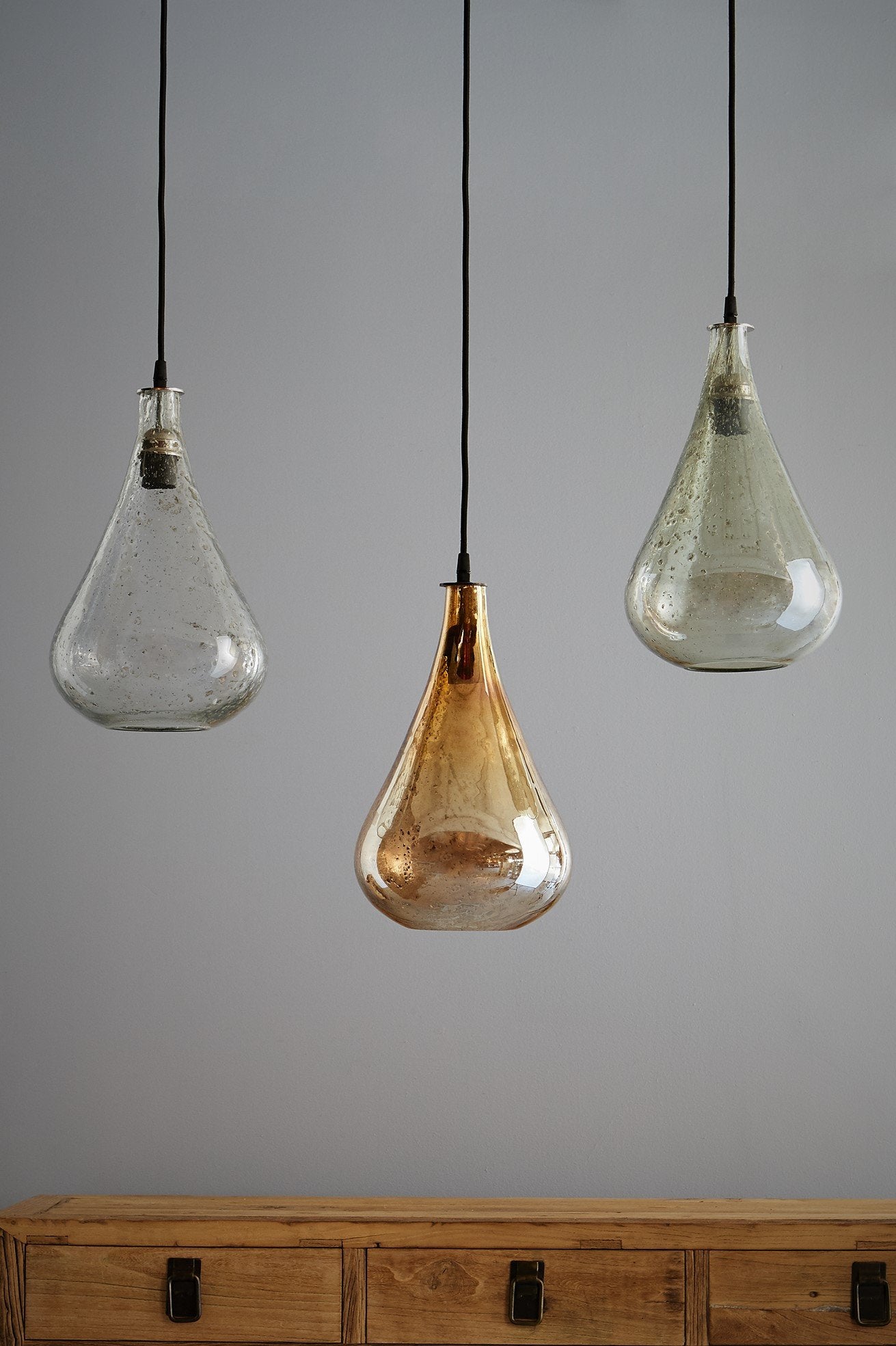 Lustre Teardrop - Clear - Stone Effect Glass Bell Pendant Light - House of Isabella AU