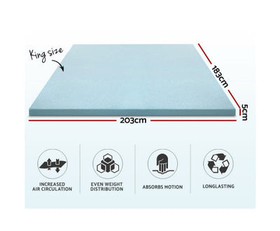 Bedding Cool Gel Memory Foam Mattress Topper w/Bamboo Cover 5cm - King