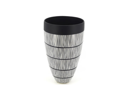 Ceramic Black and White Vase - White Rim