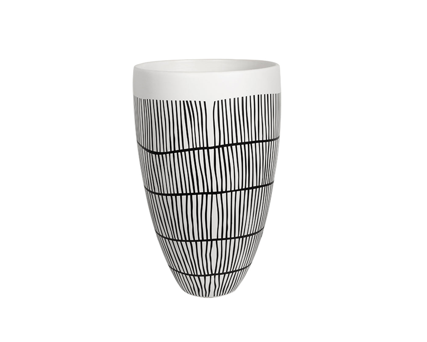 Ceramic Black and White Vase - Black Rim