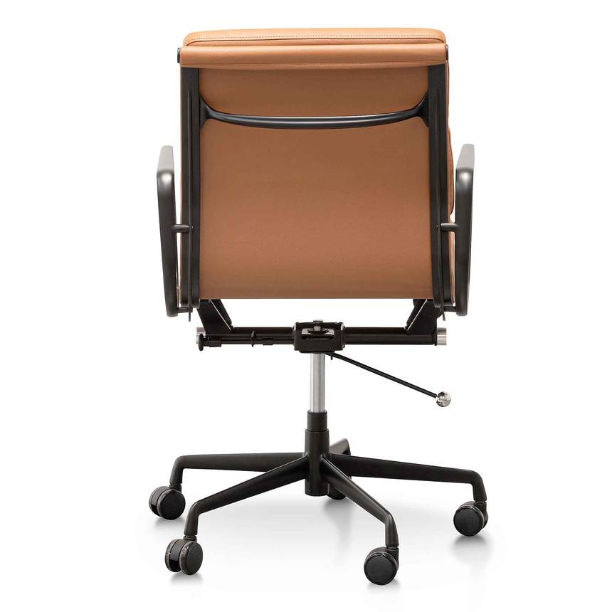 Low Back Office Chair - Saddle Tan in Black Frame