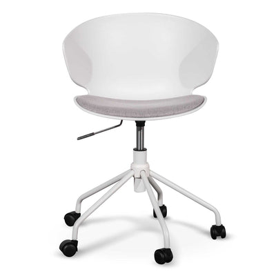 White Office Chair - Light Grey Seat