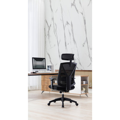 Mesh Ergonomic Office Chair with Headrest - Black