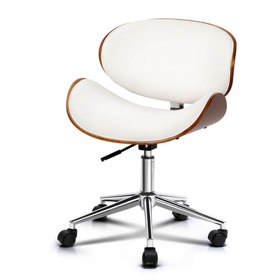 Artiss Wooden & PU Leather Office Desk Chair - White