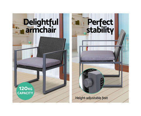 Gardeon 4pcs Outdoor Lounge Setting Sofa Set Garden Patio Table Chairs