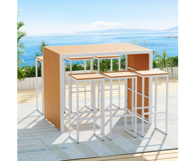 Gardeon 7-Piece Outdoor Bar Set Table Chairs Patio Bistro Set 6 Seater