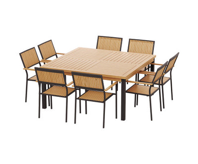 Gardeon Outdoor Dining Set 9 Piece Wooden Table Chairs Setting