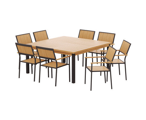 Gardeon Outdoor Dining Set 9 Piece Wooden Table Chairs Setting