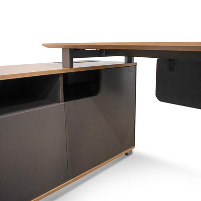 2.2m Left Return Grey Office Desk - Natural Top