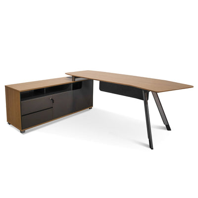 2.2m Left Return Grey Office Desk - Natural Top
