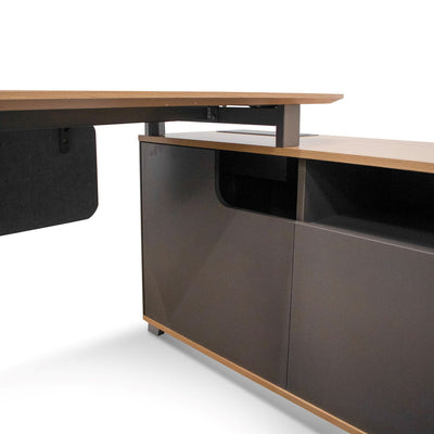 2.2m Right Return Grey Office Desk - Natural Top