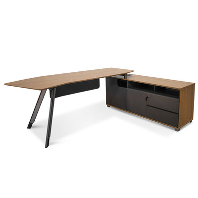 2.2m Right Return Grey Office Desk - Natural Top