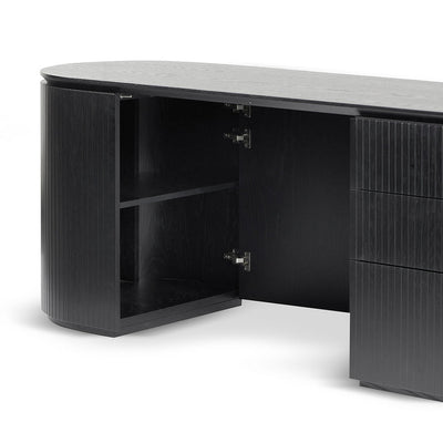 1.77m Right Drawer Office Desk - Black Oak