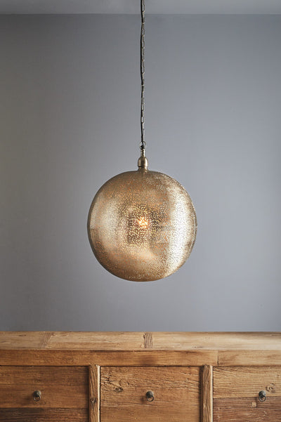 Orion Large - Nickel - Perforated Ball Pendant Light - House of Isabella AU