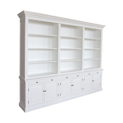 French 3-Bay Library White No Ladder