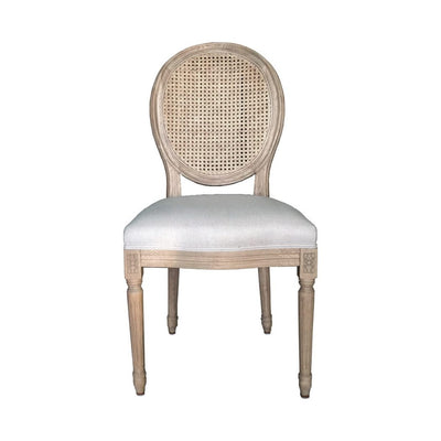 French Rattan Back Side Chair Weathered Oak