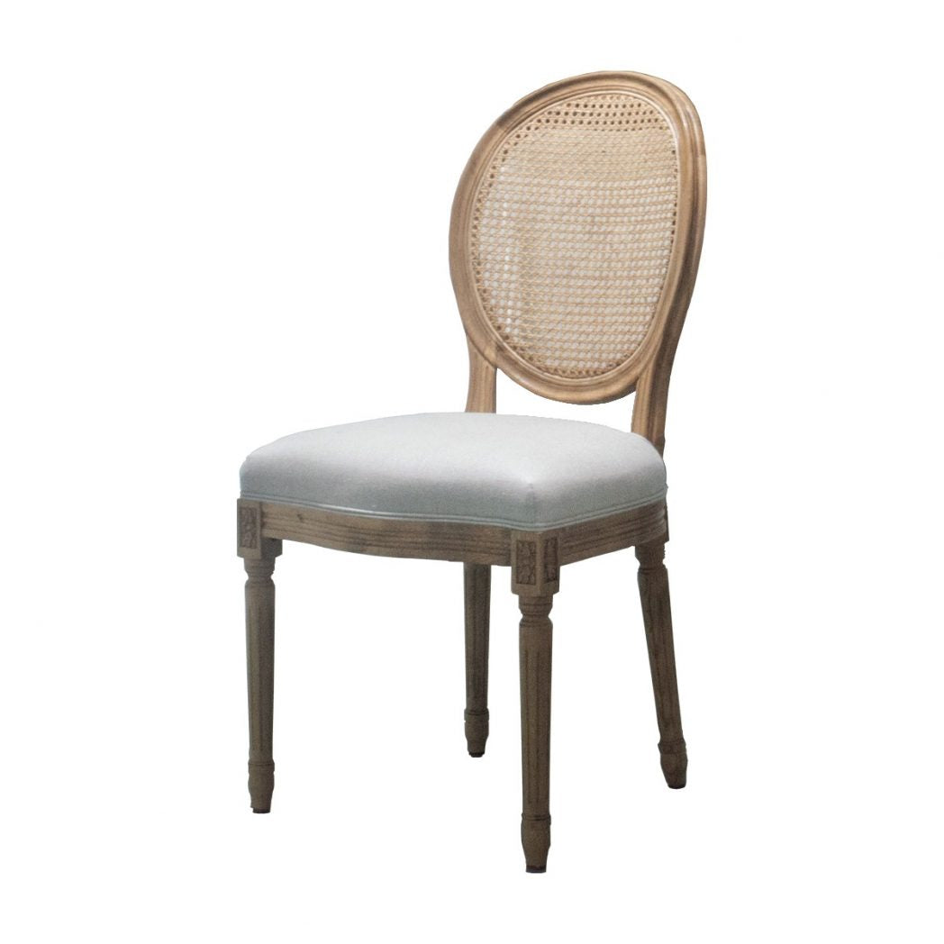 French Rattan Back Side Chair Natural Oak