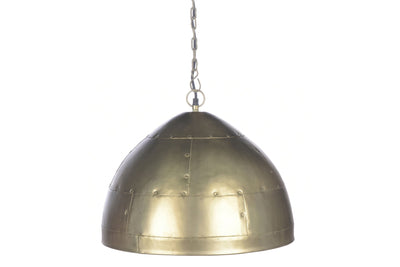P51 Small - Antique Brass - Iron Riveted Dome Pendant Light - House of Isabella AU