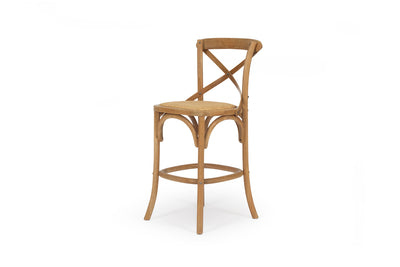 French Cross Back Counter Stool - Natural Oak