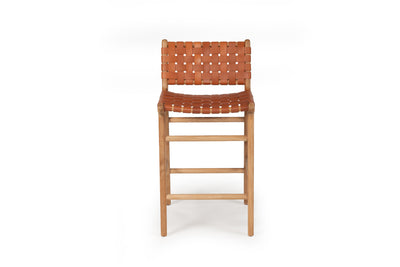 Cashmerie Leather Counter Stool - Tan- Woven