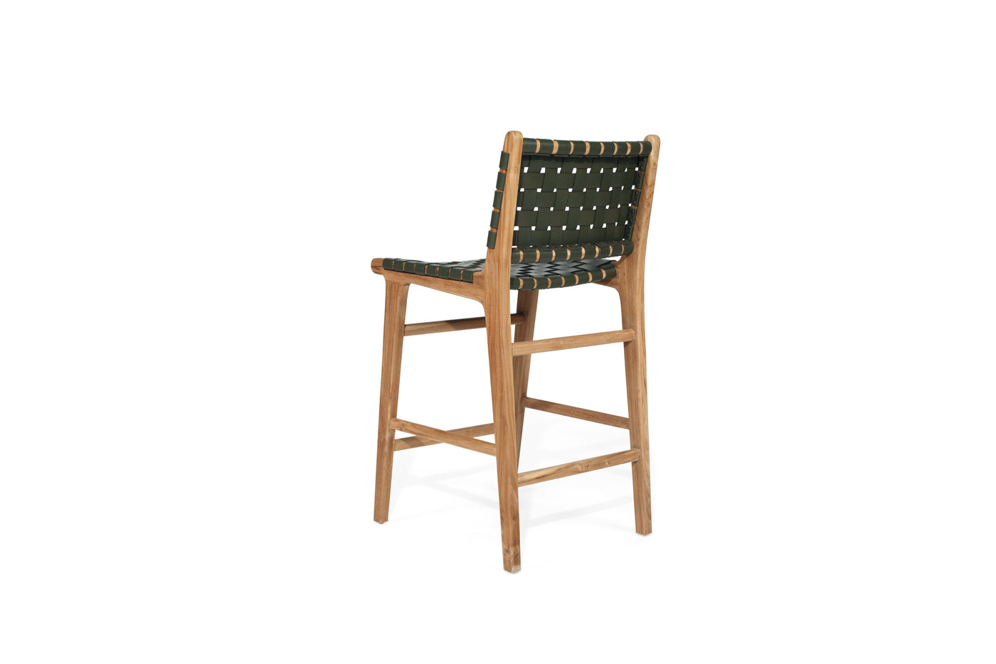 Cashmerie Leather Counter Stool - Olive- Woven