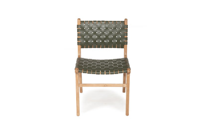 Cashmerie Leather Side Chair - Woven - Olive