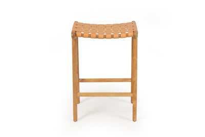 Cashmerie Leather Saddle Stool - Woven Natural
